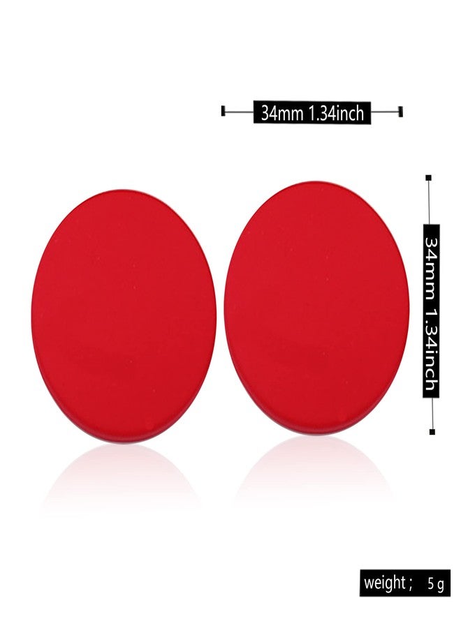 Aishgjia Big Round Circle Acrylic Resin Stud Earrings for Women Cute Candy Color Earrings Statement Neon Earrings Geometric Colorful Button Disc Stud Earrings Fashion Jewelry 80s (Red) - Image 4